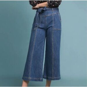 Anthropologie Pilcro High Rise Crop Wide Leg Jeans‎ Blue Size 26